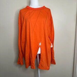 FP Movement by Free People Orange Oversized CUTE SLIT Long Sleeve Tee